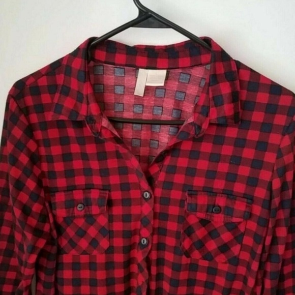 Red and Black Plaid Button-Up Shirt - Picture 4 of 9